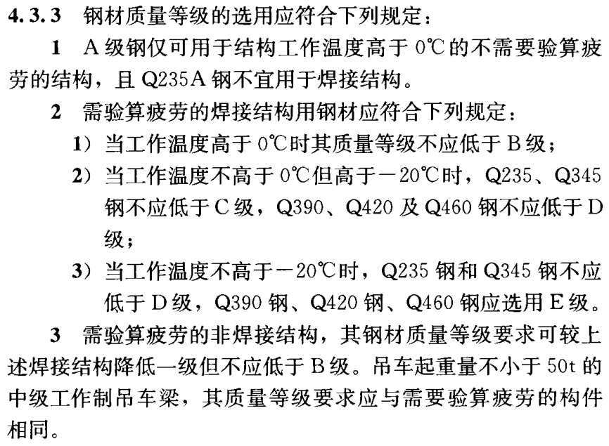 GB 50017-2017对钢材质量等级做出规定